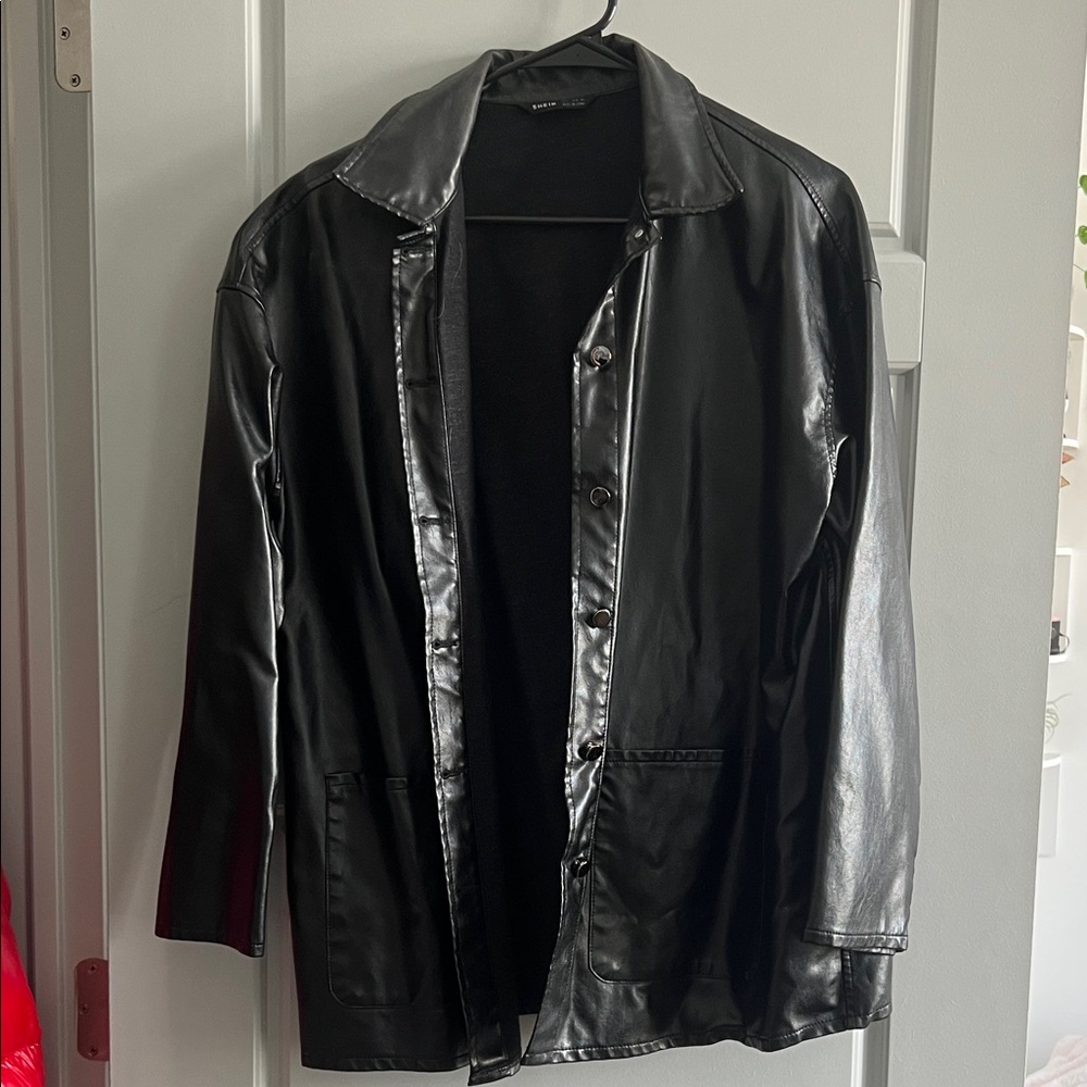 SHEIN Black Leather Jacket for Women